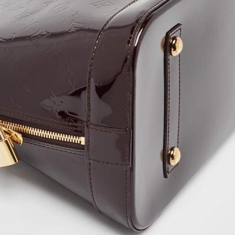 Pre Owned Louis Vuitton Amarante Monogram Vernis Alma GM Bag