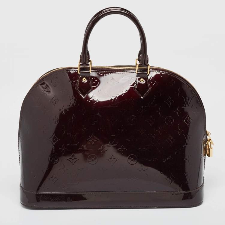 Pre Owned Louis Vuitton Amarante Monogram Vernis Alma GM Bag