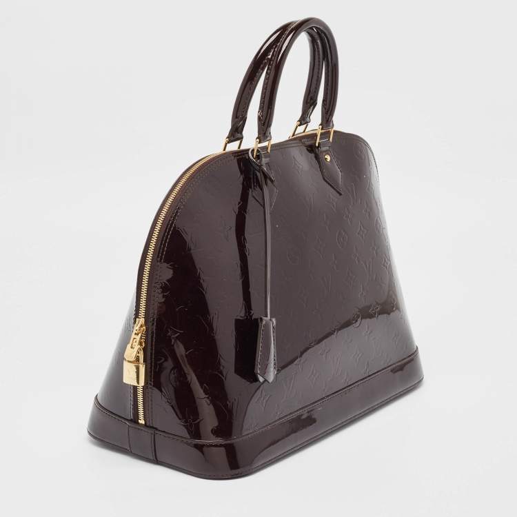Pre Owned Louis Vuitton Amarante Monogram Vernis Alma GM Bag