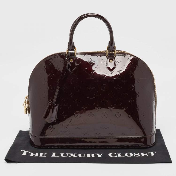 Pre Owned Louis Vuitton Amarante Monogram Vernis Alma GM Bag