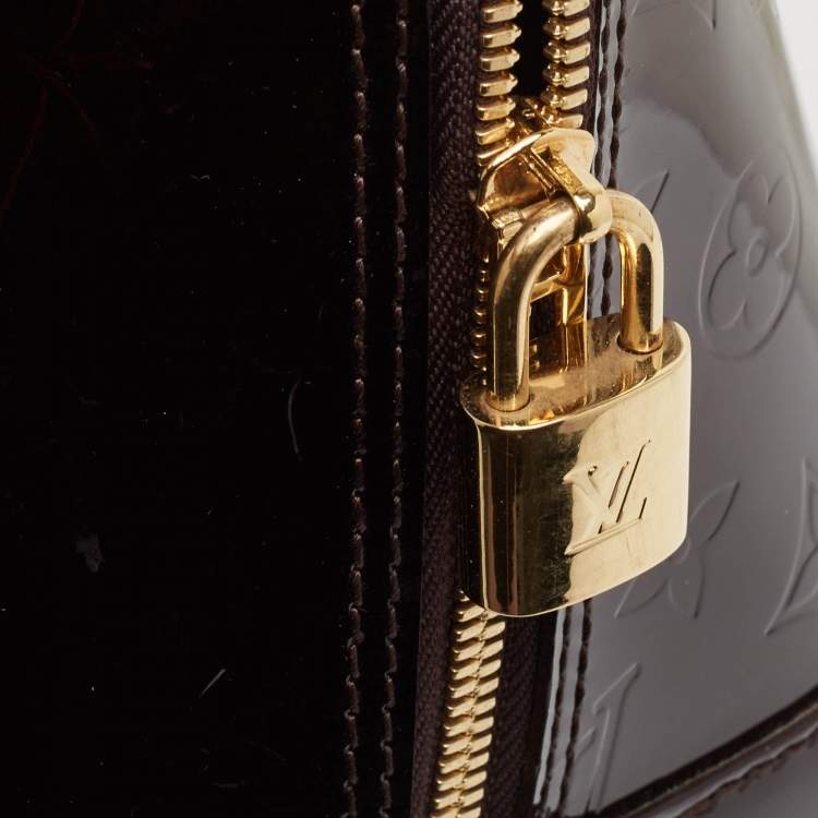 Pre Owned Louis Vuitton Amarante Monogram Vernis Alma GM Bag