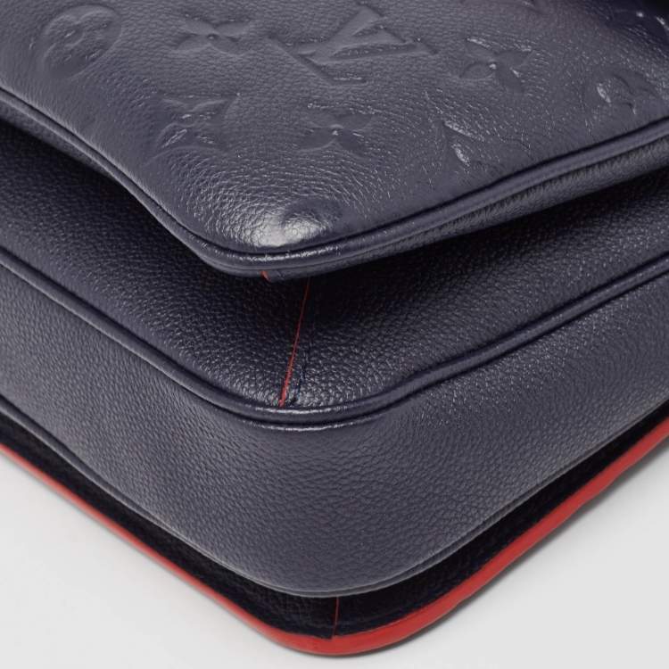 Pre Owned Louis Vuitton Navy Blue/Red Monogram Empreinte Leather Pochette Metis Bag