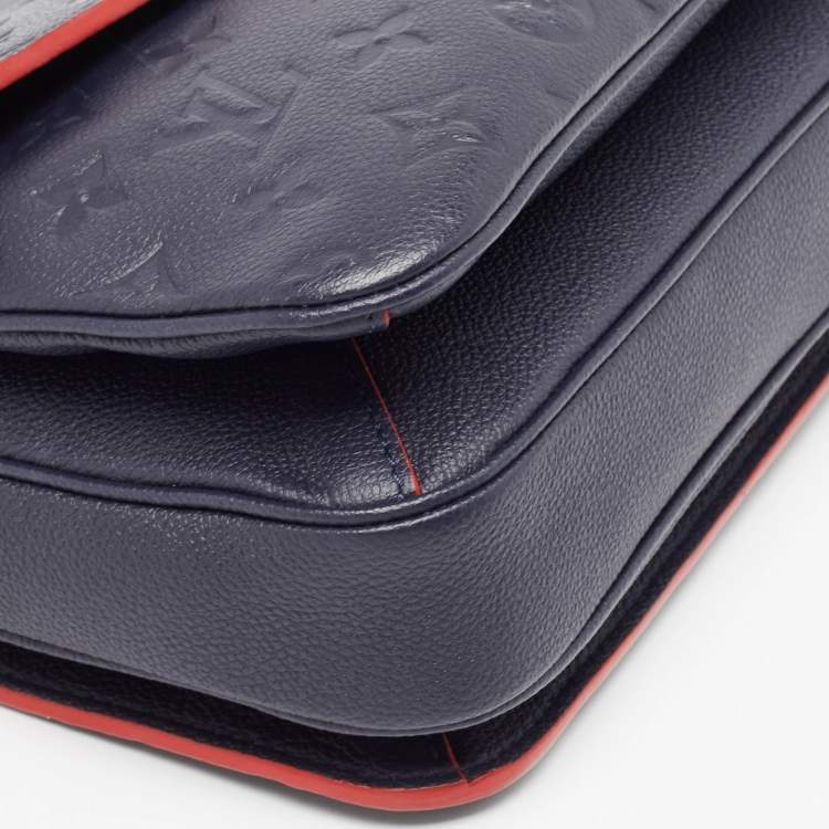 Pre Owned Louis Vuitton Navy Blue/Red Monogram Empreinte Leather Pochette Metis Bag