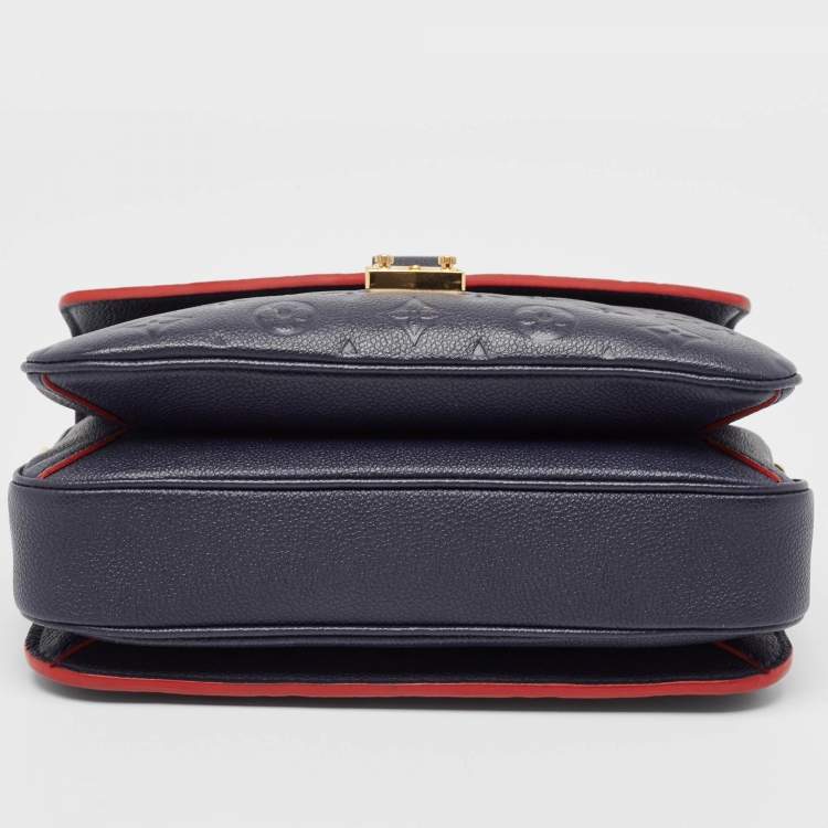 Pre Owned Louis Vuitton Navy Blue/Red Monogram Empreinte Leather Pochette Metis Bag