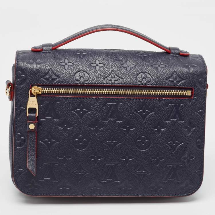 Pre Owned Louis Vuitton Navy Blue/Red Monogram Empreinte Leather Pochette Metis Bag