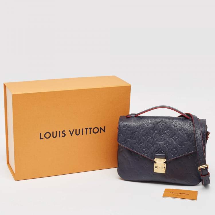 Pre Owned Louis Vuitton Navy Blue/Red Monogram Empreinte Leather Pochette Metis Bag