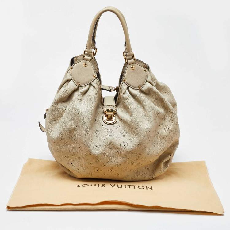 Pre Owned Louis Vuitton Lin Monogram Mahina Leather L Bag