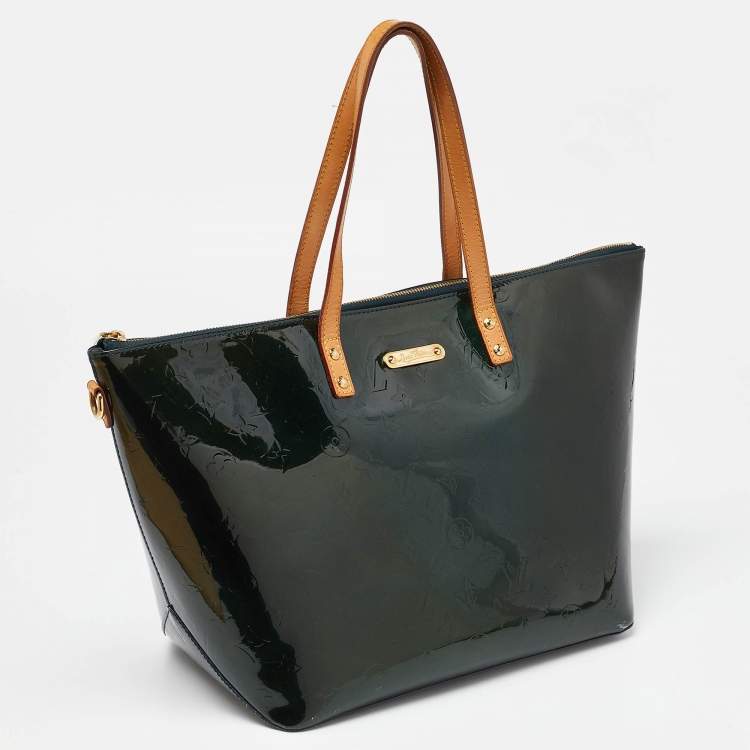 Pre Owned Louis Vuitton Bleu Nuit Monogram Vernis Bellevue GM Bag