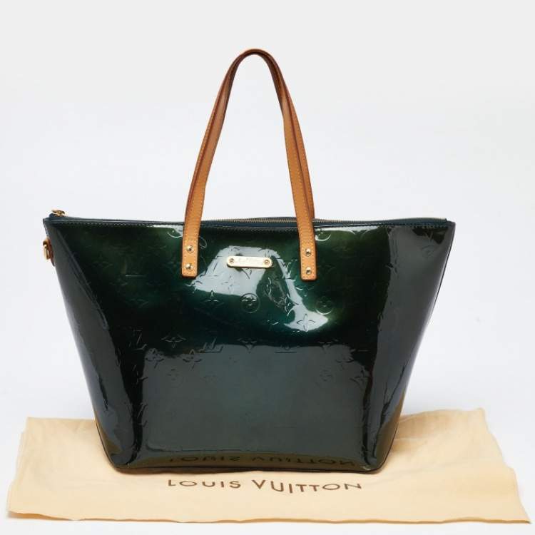 Pre Owned Louis Vuitton Bleu Nuit Monogram Vernis Bellevue GM Bag