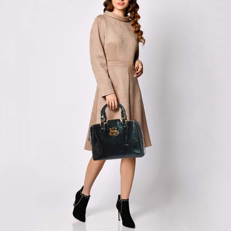 Pre Owned Louis Vuitton Blue Nuit Monogram Vernis Melrose Avenue Bag