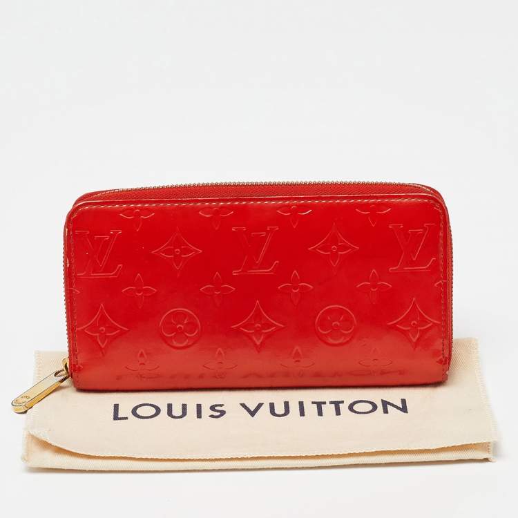 Pre Owned Louis Vuitton Orange Sunset Monogram Vernis Zippy Wallet