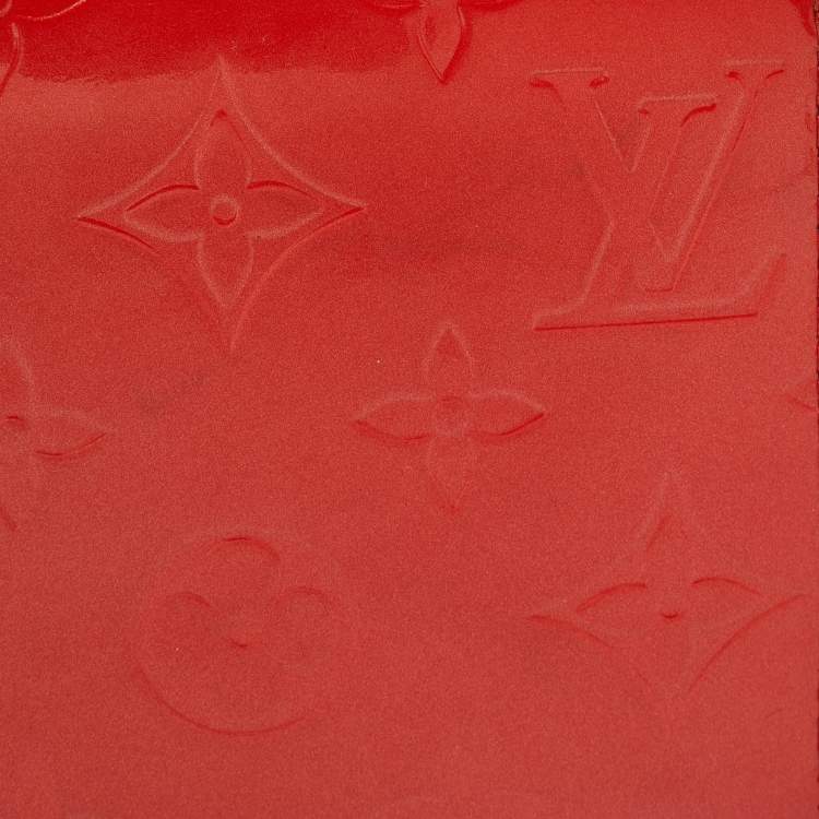 Pre Owned Louis Vuitton Orange Sunset Monogram Vernis Zippy Wallet