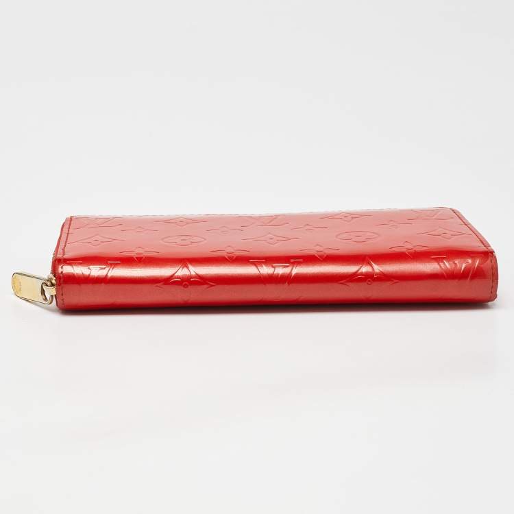 Pre Owned Louis Vuitton Orange Sunset Monogram Vernis Zippy Wallet