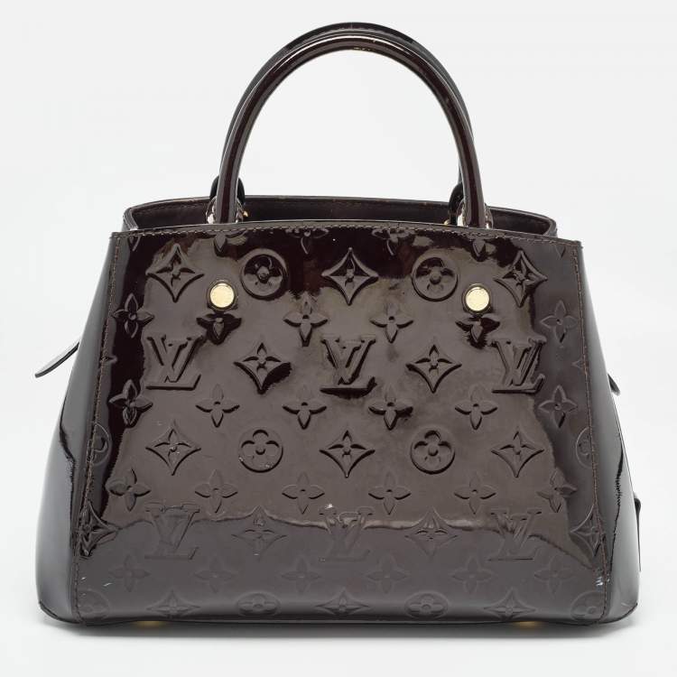 Pre Owned Louis Vuitton Amarante Monogram Vernis Montaigne BB Bag