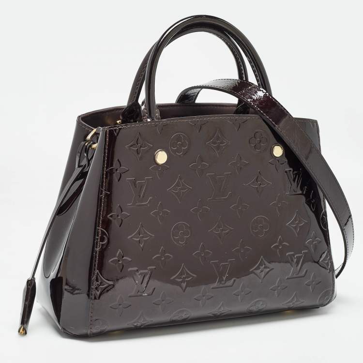 Pre Owned Louis Vuitton Amarante Monogram Vernis Montaigne BB Bag