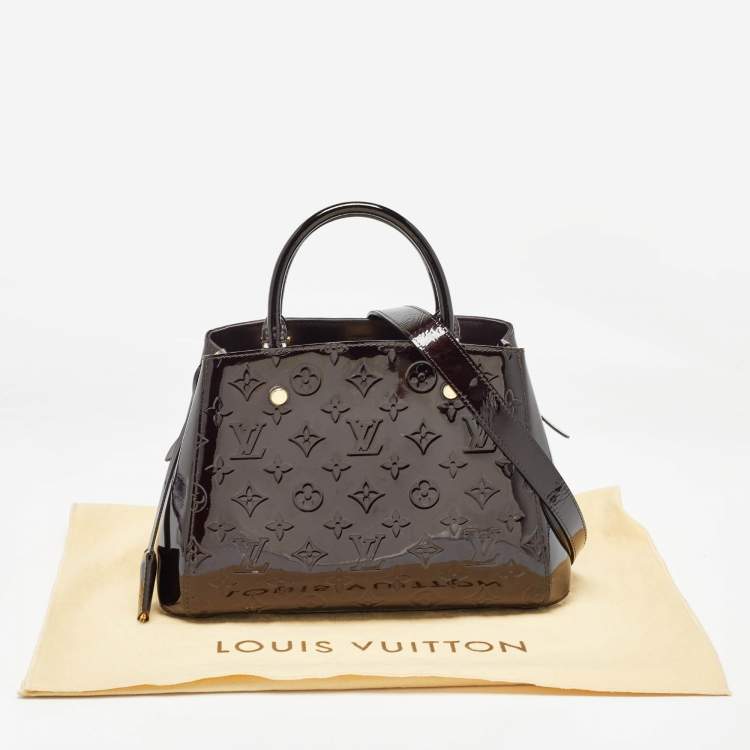 Pre Owned Louis Vuitton Amarante Monogram Vernis Montaigne BB Bag