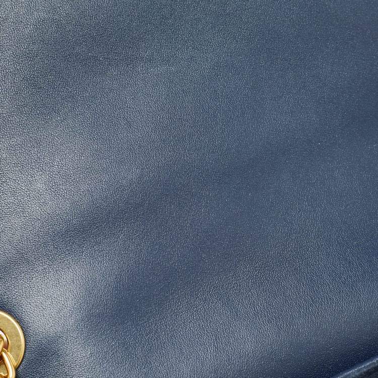 Pre Owned Louis Vuitton Navy Blue Leather New Wave Chain MM Bag