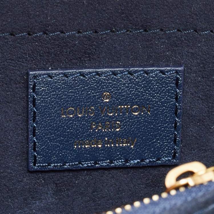 Pre Owned Louis Vuitton Navy Blue Leather New Wave Chain MM Bag