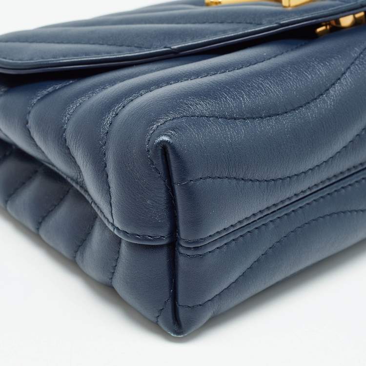 Pre Owned Louis Vuitton Navy Blue Leather New Wave Chain MM Bag