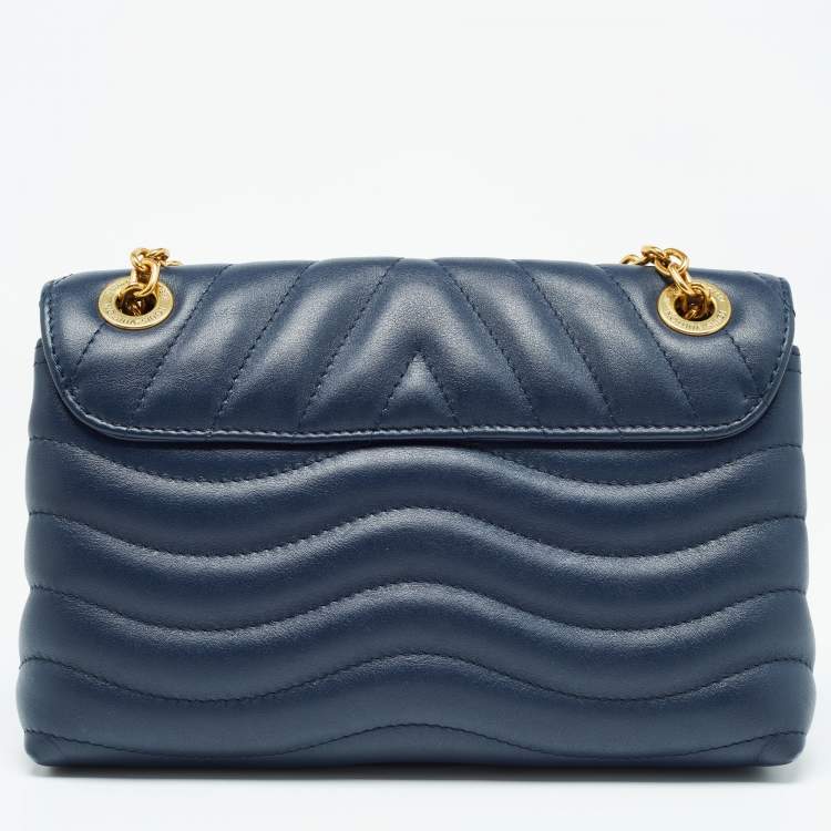 Pre Owned Louis Vuitton Navy Blue Leather New Wave Chain MM Bag