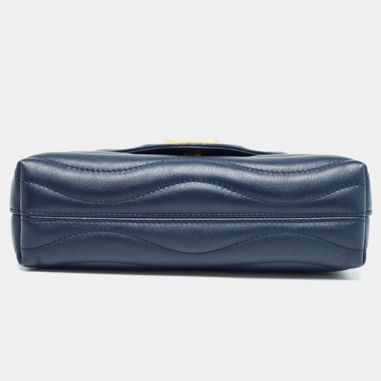 Pre Owned Louis Vuitton Navy Blue Leather New Wave Chain MM Bag