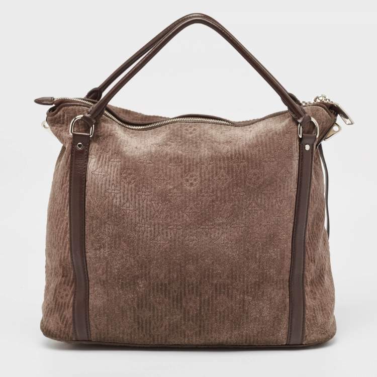 Pre Owned Louis Vuitton Brown Monogram Antheia Suede Ixia MM Bag