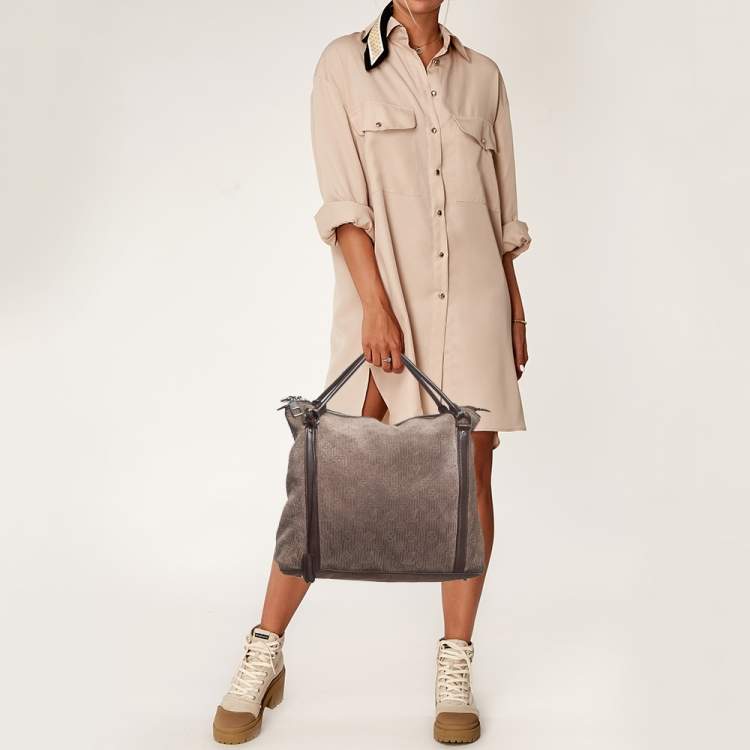 Pre Owned Louis Vuitton Brown Monogram Antheia Suede Ixia MM Bag