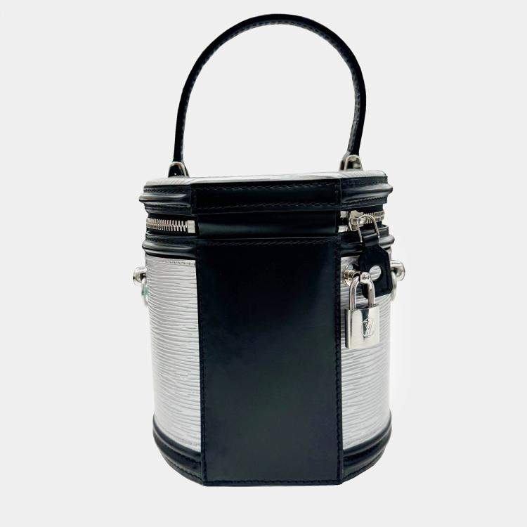 Pre Owned Louis Vuitton Silver/Black Leather Cannes Top Handle Bag