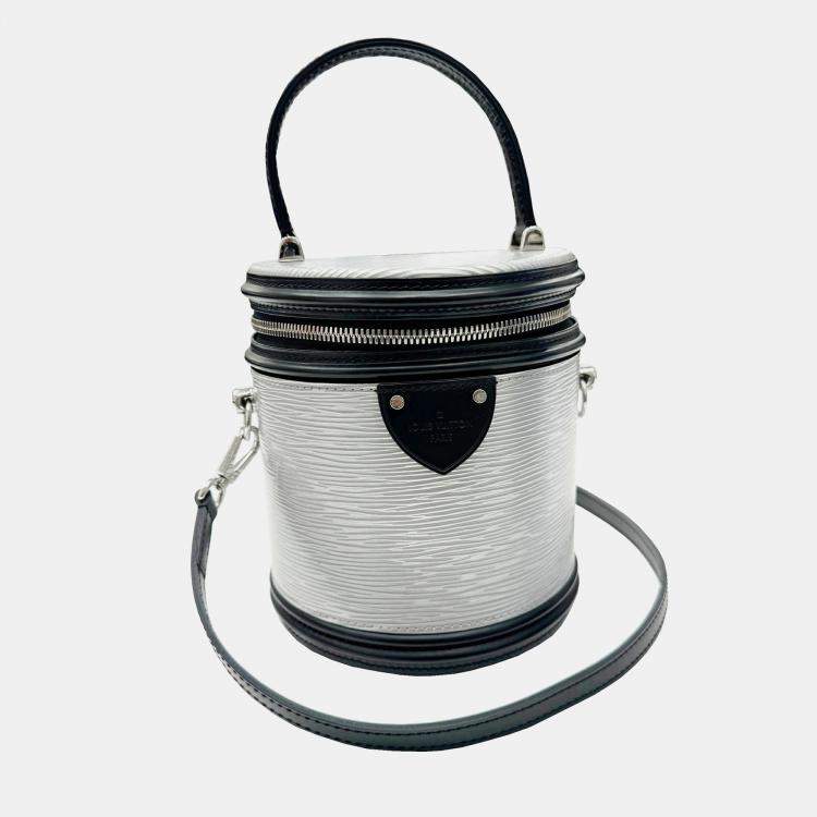 Pre Owned Louis Vuitton Silver/Black Leather Cannes Top Handle Bag