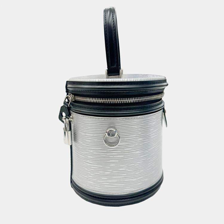 Pre Owned Louis Vuitton Silver/Black Leather Cannes Top Handle Bag