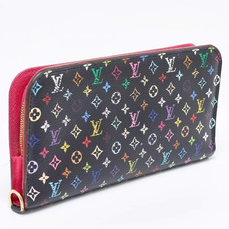 مملوكة مسبقًا Louis Vuitton Black Monogram Multicolore Canvas Insolite Pistache Wallet