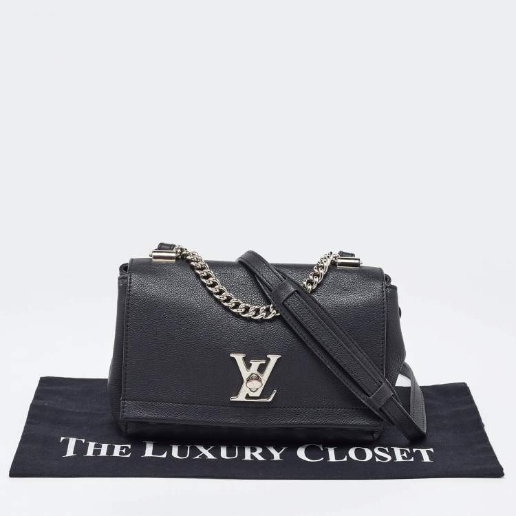 Pre Owned Louis Vuitton Black Leather Lockme II BB Bag