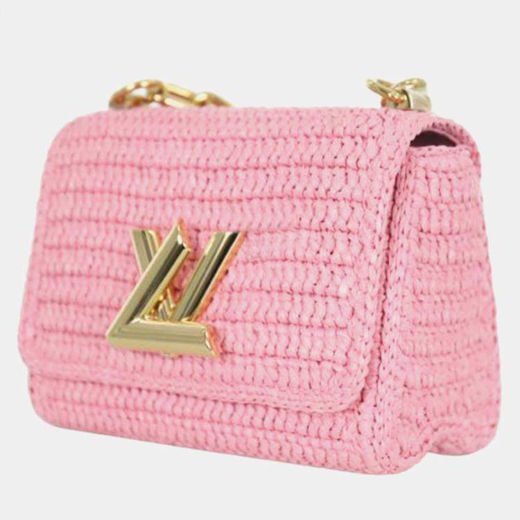 Pre Owned Louis Vuitton Pink Madagascan Raffia Twist PM Bag