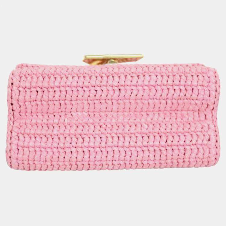 Pre Owned Louis Vuitton Pink Madagascan Raffia Twist PM Bag