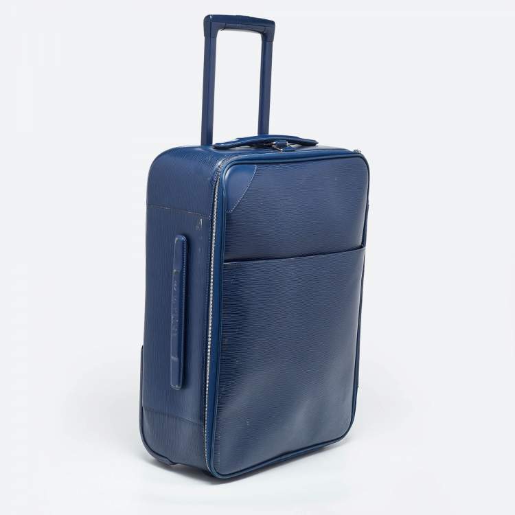 Pre Owned Louis Vuitton Blue Marine Epi Leather Pegase 55 Luggage