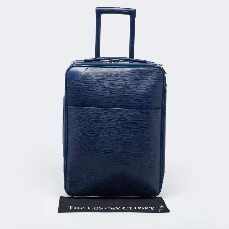 Pre Owned Louis Vuitton Blue Marine Epi Leather Pegase 55 Luggage