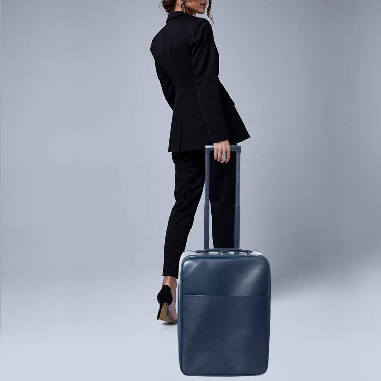 Pre Owned Louis Vuitton Blue Marine Epi Leather Pegase 55 Luggage