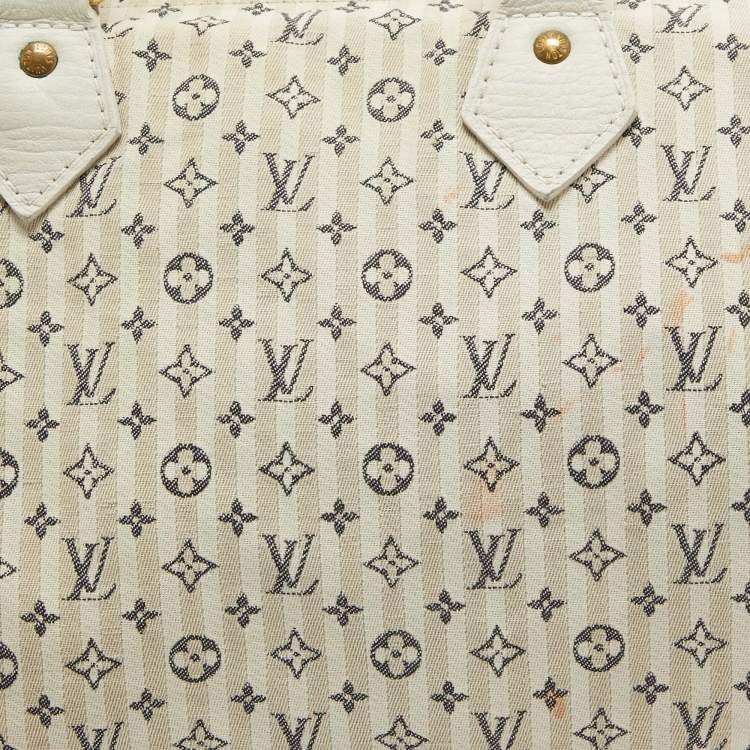Pre Owned Louis Vuitton Blue Monogram Canvas Mini Lin Speedy 30 Bag