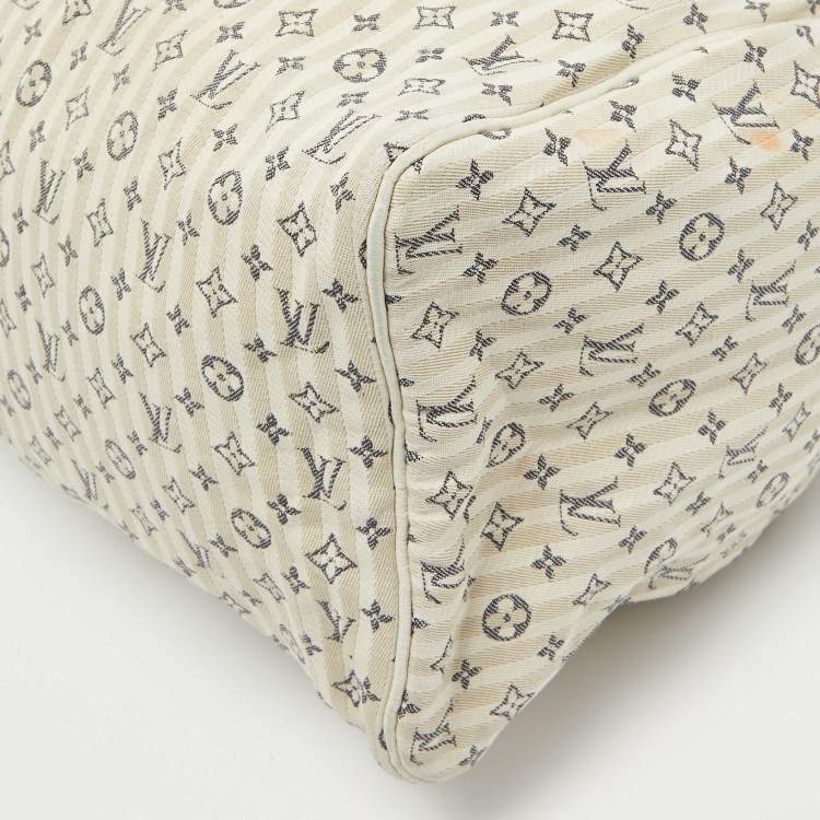 Pre Owned Louis Vuitton Blue Monogram Canvas Mini Lin Speedy 30 Bag