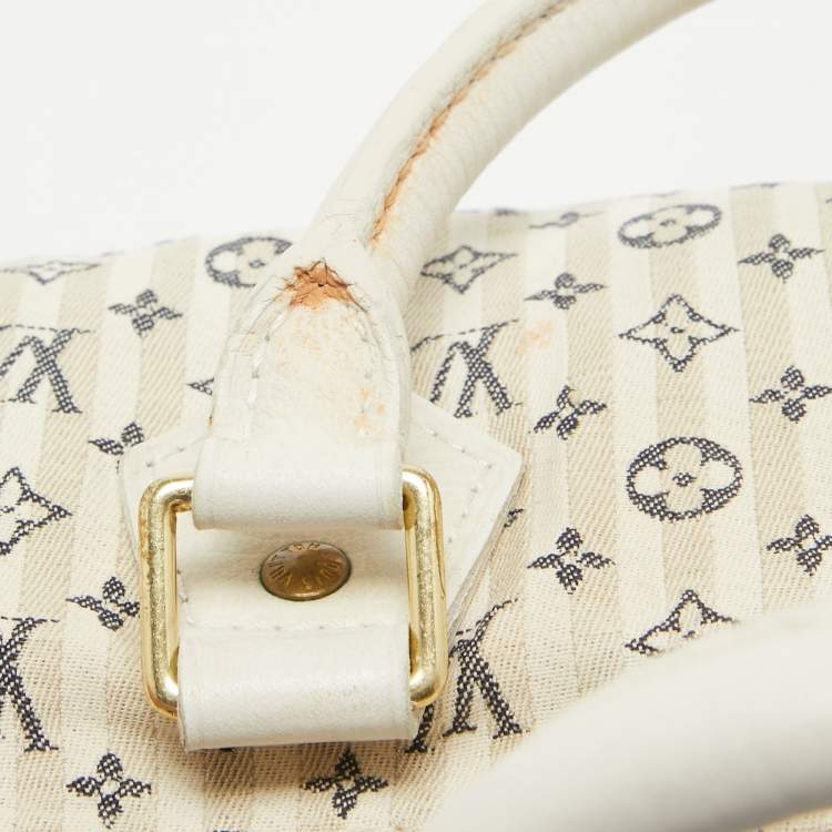 Pre Owned Louis Vuitton Blue Monogram Canvas Mini Lin Speedy 30 Bag