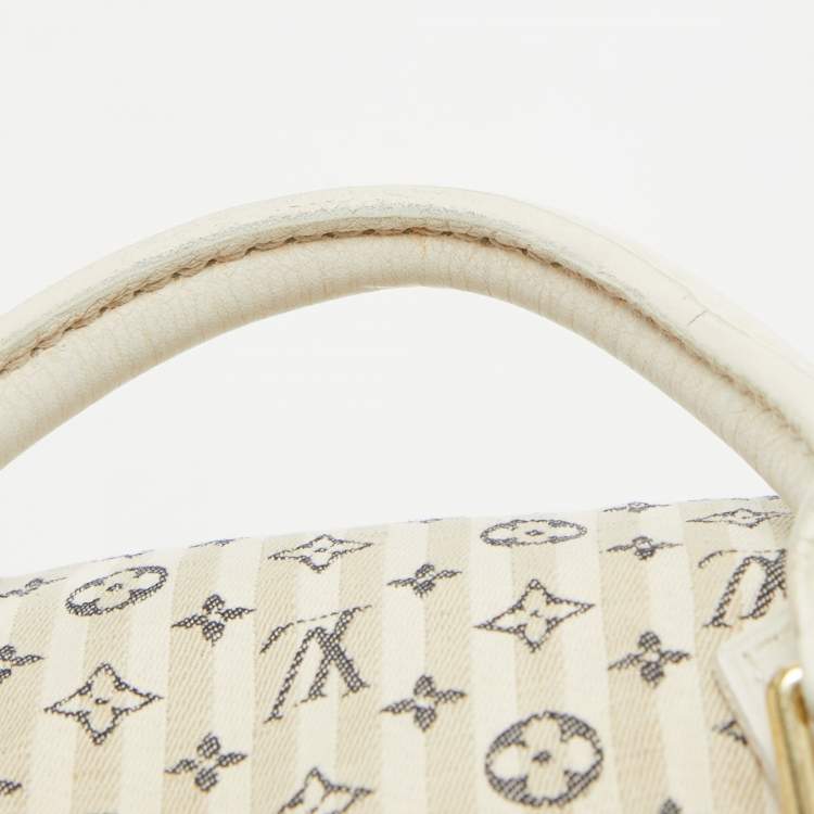 Pre Owned Louis Vuitton Blue Monogram Canvas Mini Lin Speedy 30 Bag