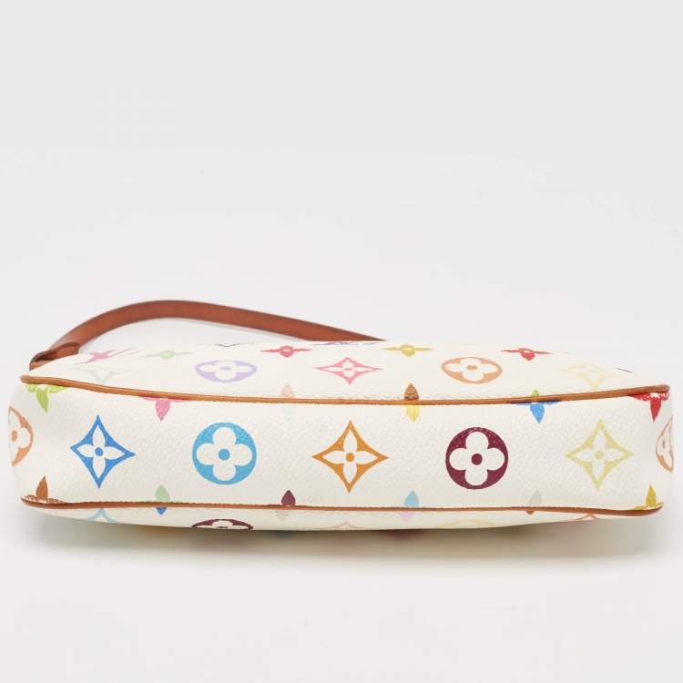 Pre Owned Louis Vuitton White Monogram Multicolore Canvas Pochette Accessoires Bag 