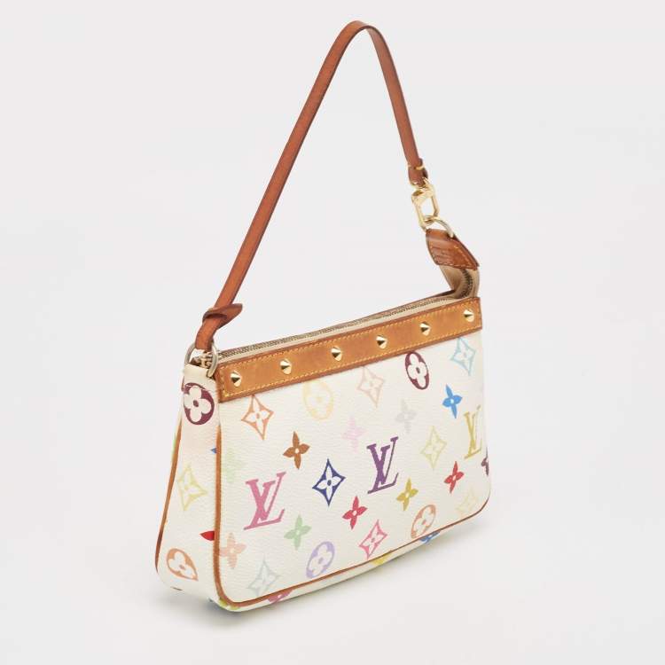 Pre Owned Louis Vuitton White Monogram Multicolore Canvas Pochette Accessoires Bag 