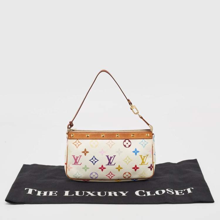 Pre Owned Louis Vuitton White Monogram Multicolore Canvas Pochette Accessoires Bag 