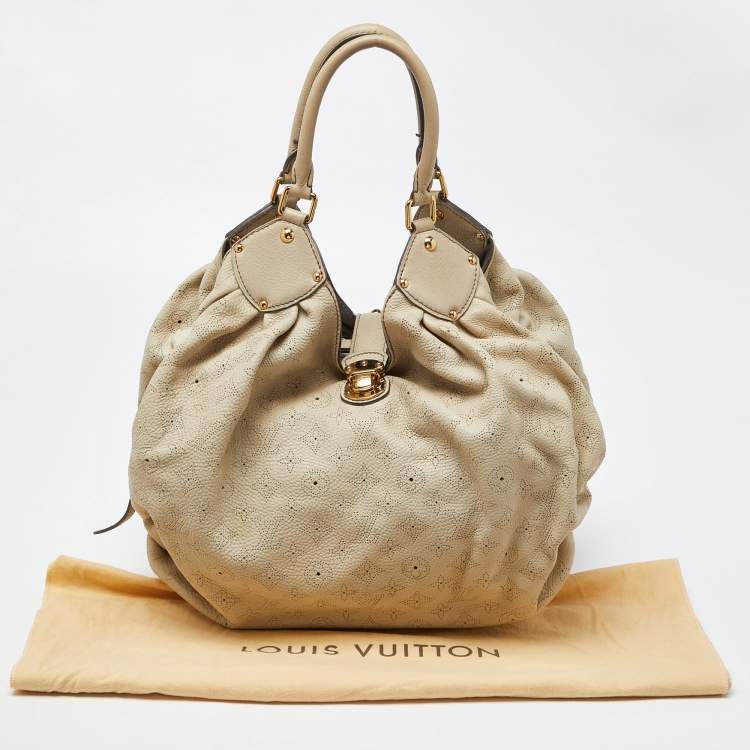 Pre Owned Louis Vuitton Beige Monogram Mahina Leather Surya XL Bag