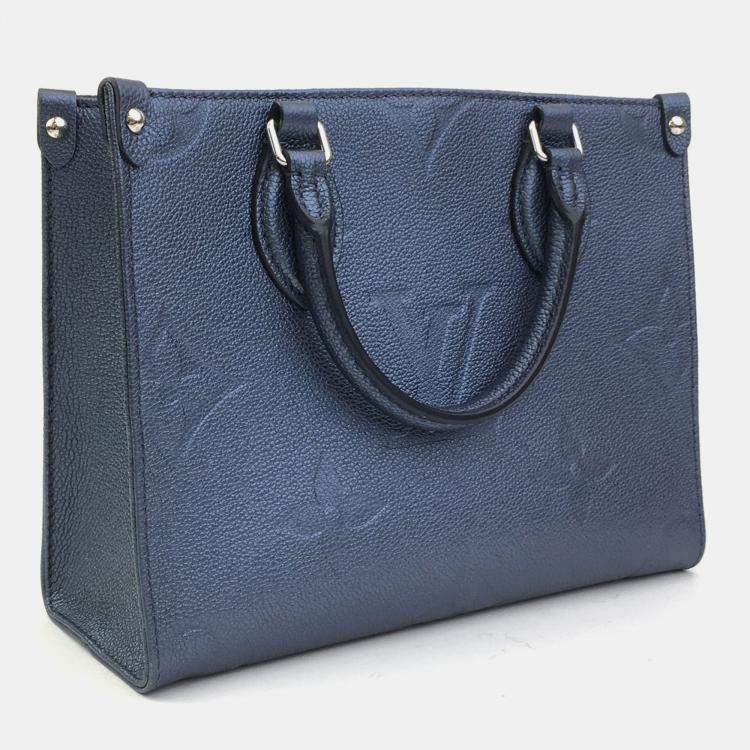 Pre Owned Louis Vuitton Blue Giant Monogram Empreinte Leather OnTheGo PM Tote Bag