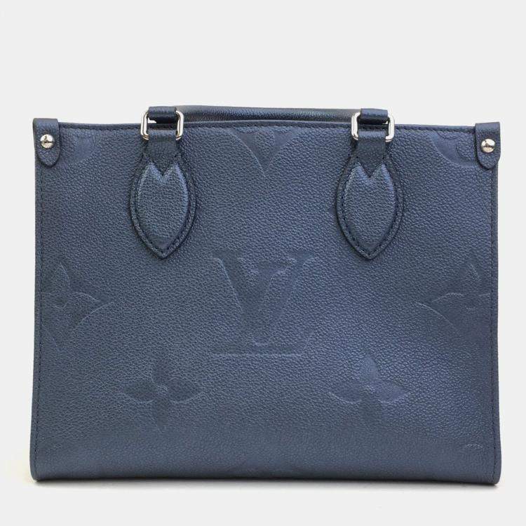 Pre Owned Louis Vuitton Blue Giant Monogram Empreinte Leather OnTheGo PM Tote Bag