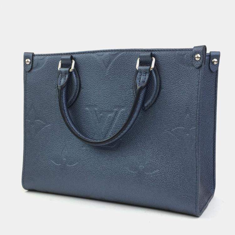Pre Owned Louis Vuitton Blue Giant Monogram Empreinte Leather OnTheGo PM Tote Bag