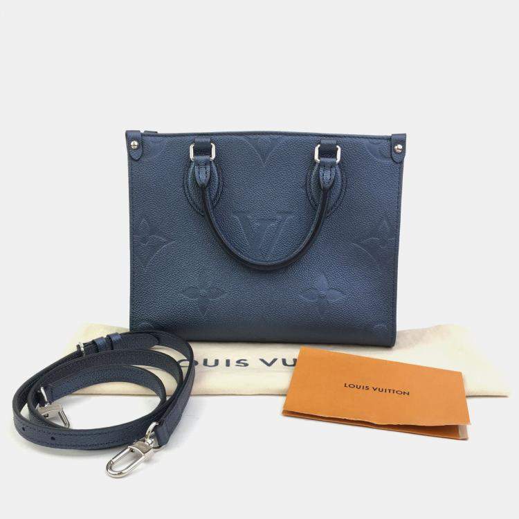 Pre Owned Louis Vuitton Blue Giant Monogram Empreinte Leather OnTheGo PM Tote Bag