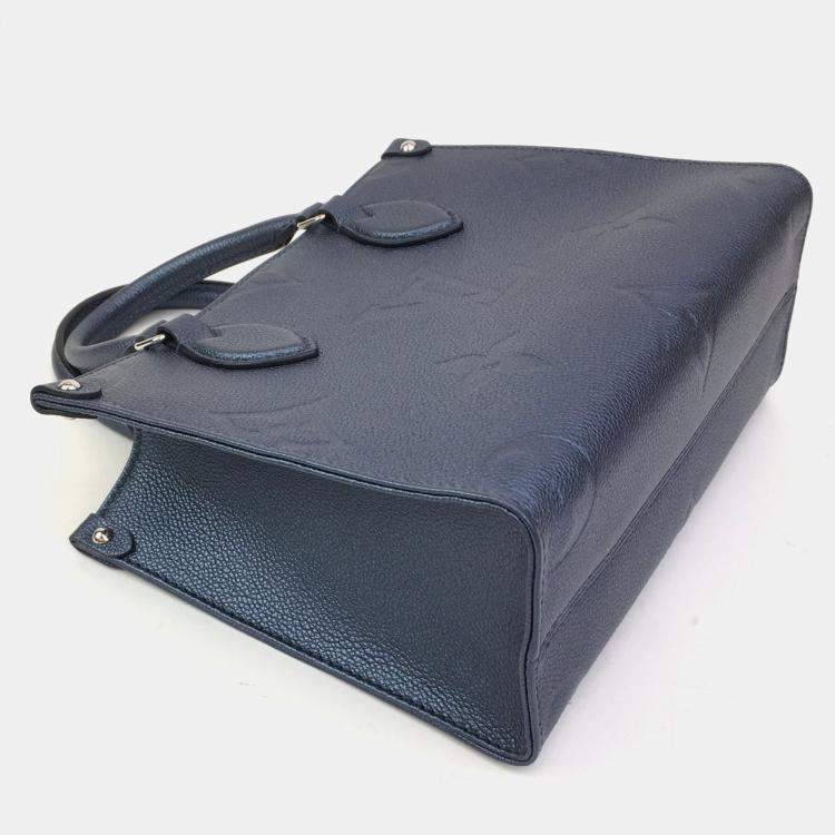 Pre Owned Louis Vuitton Blue Giant Monogram Empreinte Leather OnTheGo PM Tote Bag